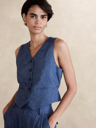 Linen-Cotton Cropped Vest | Banana Republic Factory