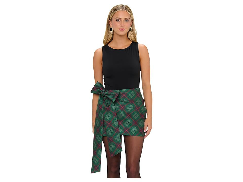 Show Me Your Mumu Iva Bow Skirt Women's Skirt Mistletoe Plaid : XS, Elastane/Polyamide/Polyester | Zappos