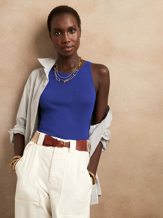 High-Neck Ribbed Tank | Banana Republic (US)