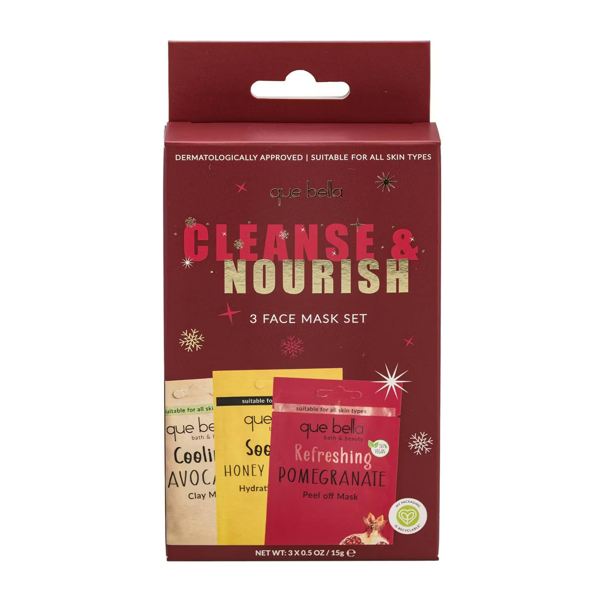 Que Bella Holiday Cleanse & Nourish Face Mask Gift Set - 3pc | Target