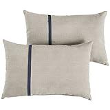 Mozaic Home Indoor Outdoor Sunbrella Lumbar Pillows, Set of 2, 2 Count (Pack of 1), Silver Grey & In | Amazon (US)