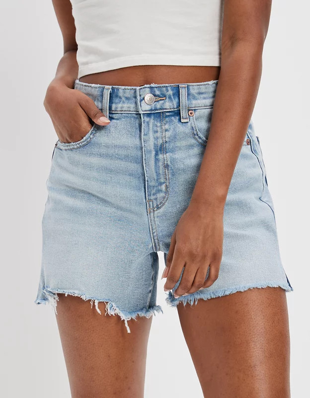 AE Stretch Denim Highest Waist Baggy Short | American Eagle Outfitters (US & CA)