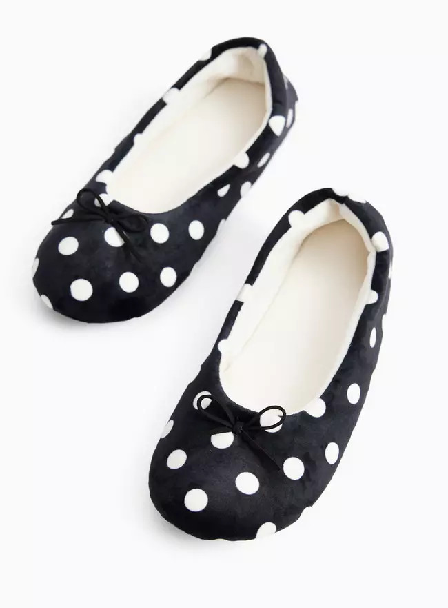 Buy Black Polka Dot Print Ballerina Slippers. 8 | Slippers | Tu | Tu Clothing