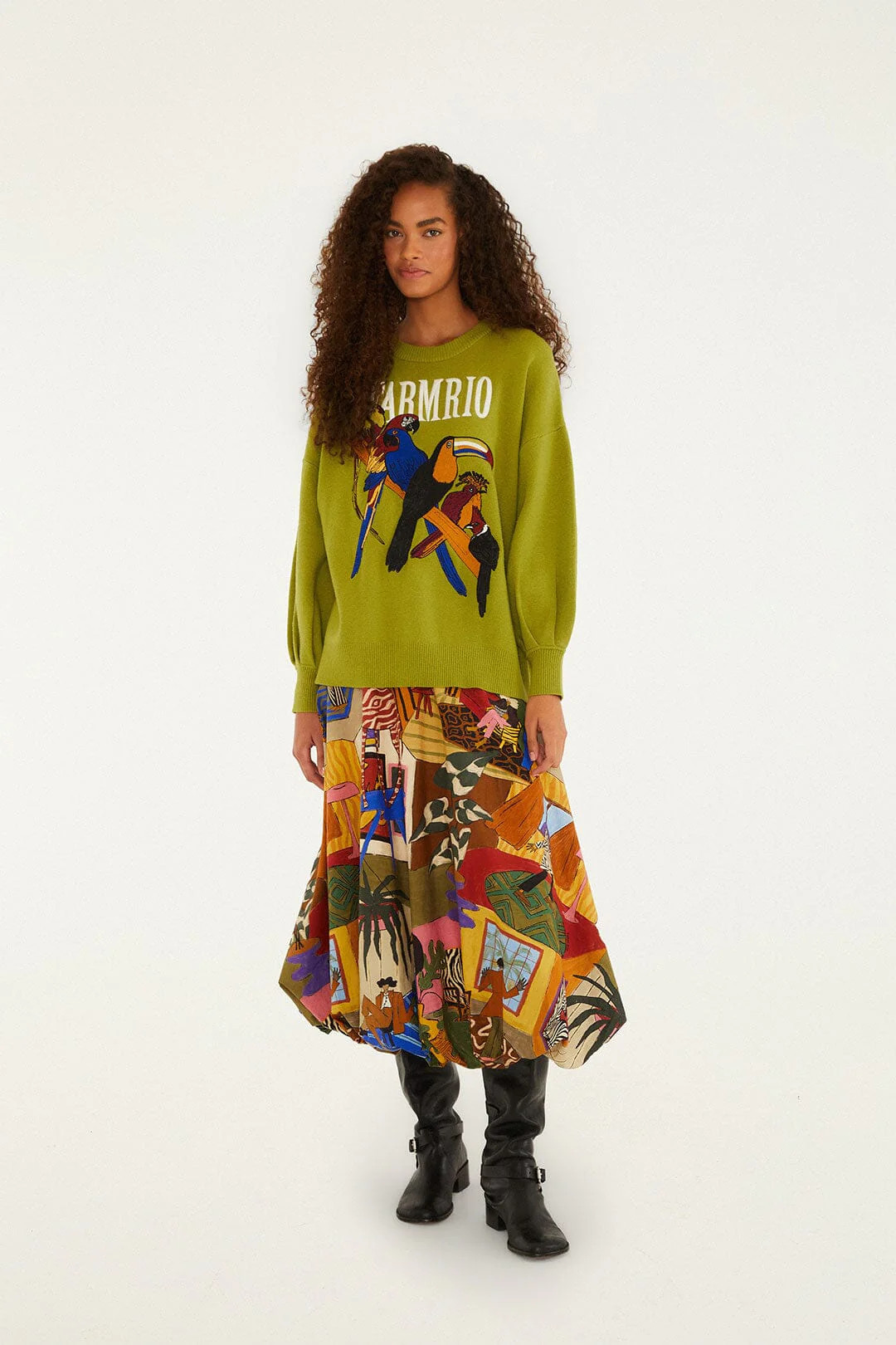 Multicolor Tropical Balloon Organic Cotton Midi Skirt | FARM Rio | FarmRio (US)