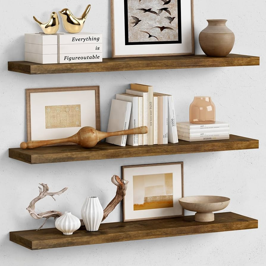 Forbena 36 Inch Floating Shelves for Wall Long Set of 3, Large Deep Wall Shelves for Bedroom Livi... | Amazon (US)