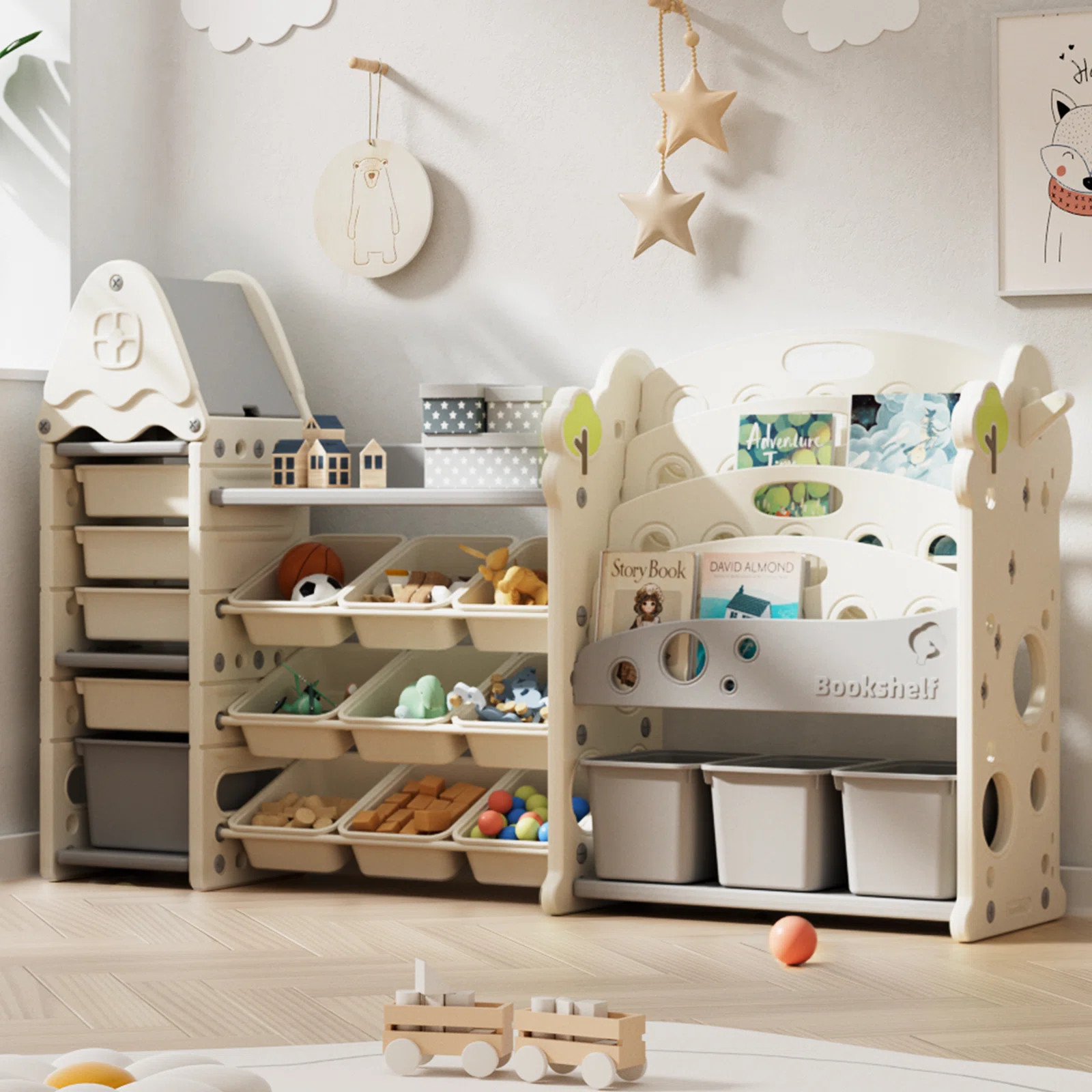 Jameek Kids Toy Storage Organizer with 17 Removable Bins, 4-Tier Bookshelf for Kids, Multi-Purpos... | Wayfair North America