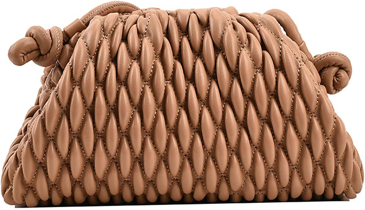 ELDA Dumpling Bag for Women Quilted Clutch Handbag Cloud Purse Fashion Ruched Bag Handmade Leathe... | Amazon (US)