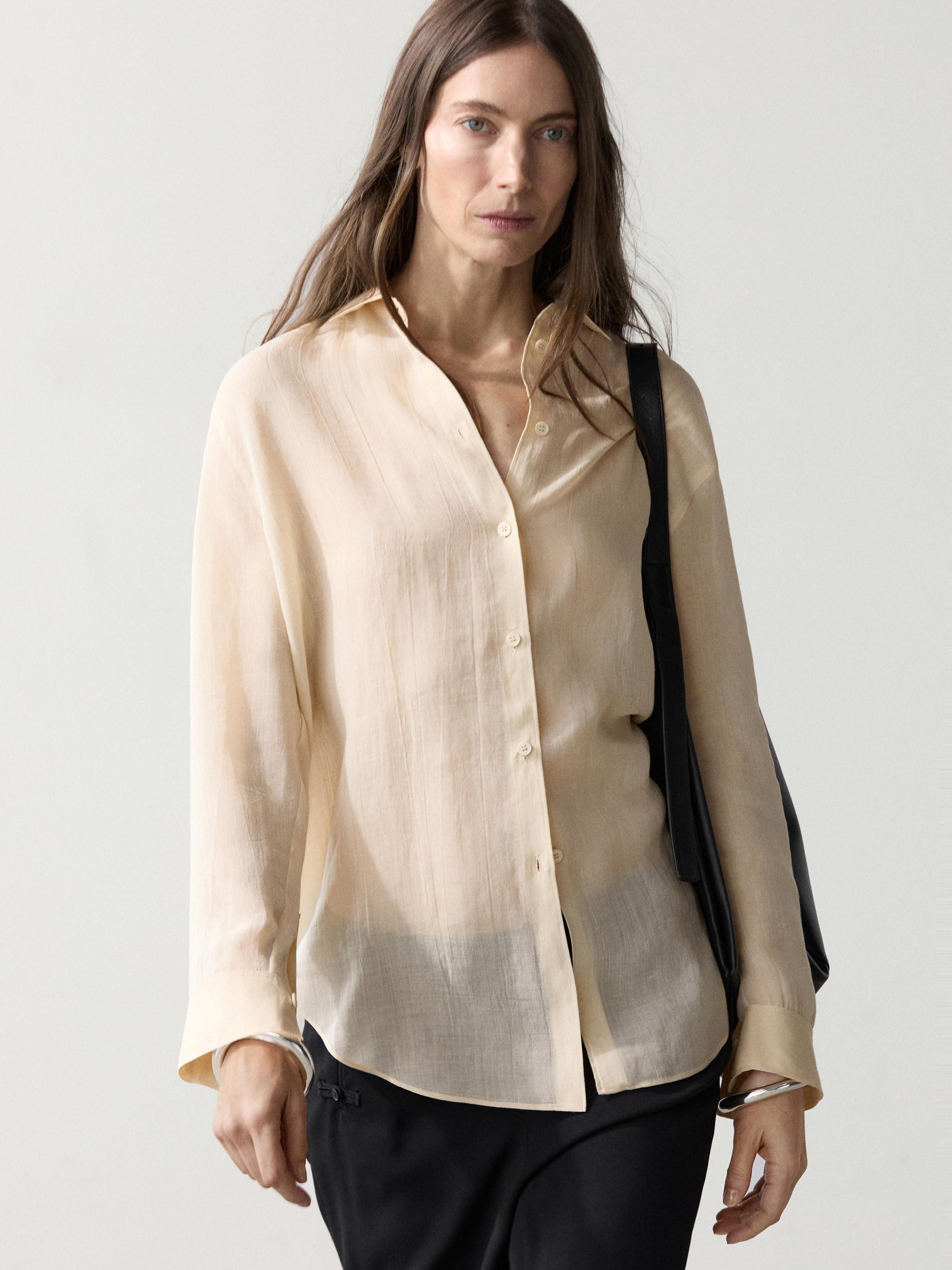 Flowing shirt with shirt collar | Massimo Dutti US