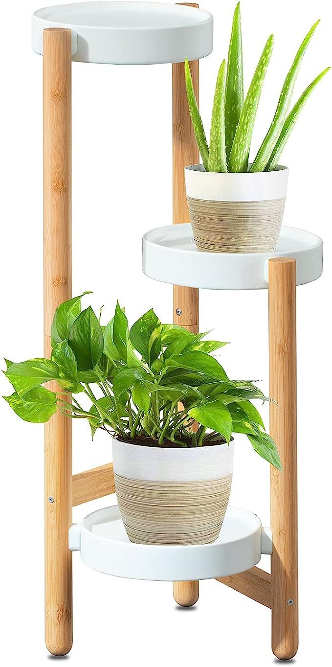 Bamboo Plant Stands for Indoor Plants, 3 Tier Tall Plant Stands for Corner Plant Shelf Multiple F... | Amazon (US)