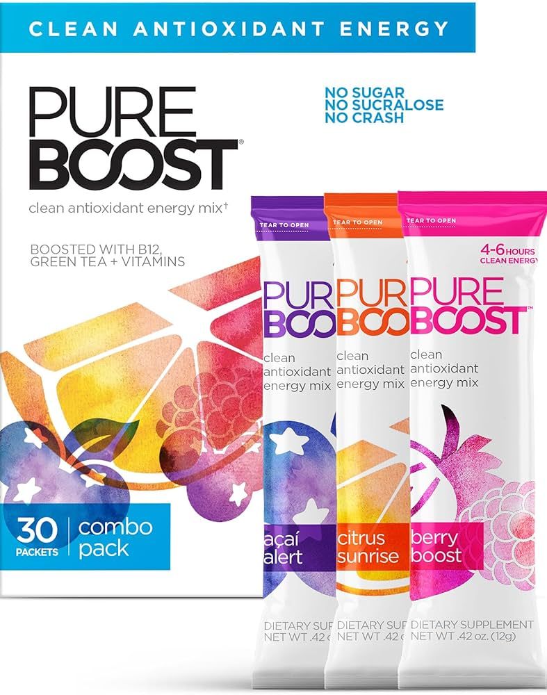 Pureboost Clean Energy Drink Mix + Immune System Support. Sugar-Free Energy with B12, Multivitami... | Amazon (US)