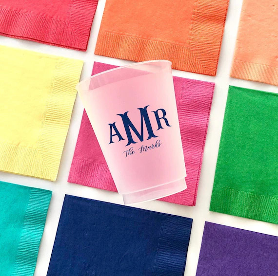 Monogrammed frosted cups Monogram shatterproof cups | Etsy | Etsy (US)