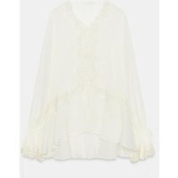 Zara - Zw Collection Lace Combined Blouse - Ecru - L - Woman | Zara UK