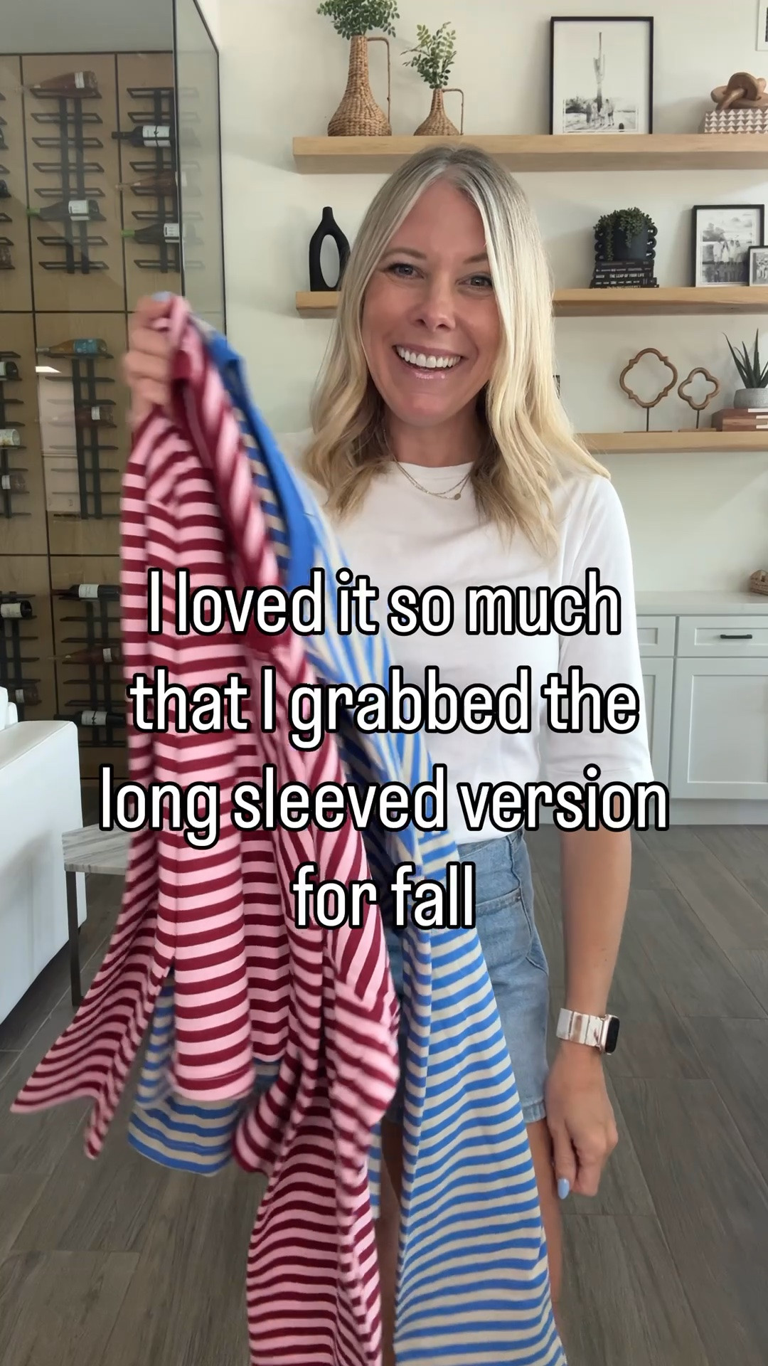 Striped tshirt. Size small in both the short and long sleeve. Size 4 light wash shorts and xs dark wash. Sneakers tts

#LTKOver40 #LTKmomlife #LTKootd