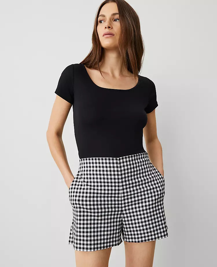 The Side-Zip Short in Gingham | Ann Taylor