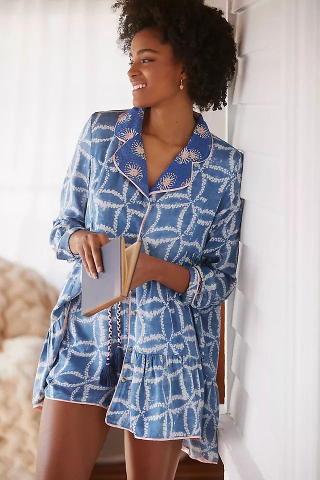 Kantha-Stitched Long-Sleeved Tunic and Shorts Set | Anthropologie (US)