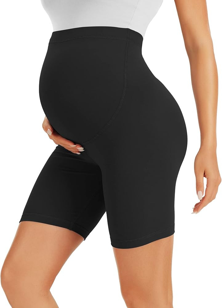 BONVIGOR Maternity Shorts Over The Belly - 5" Biker Workout Yoga Active Athletic Pregnancy Short ... | Amazon (US)