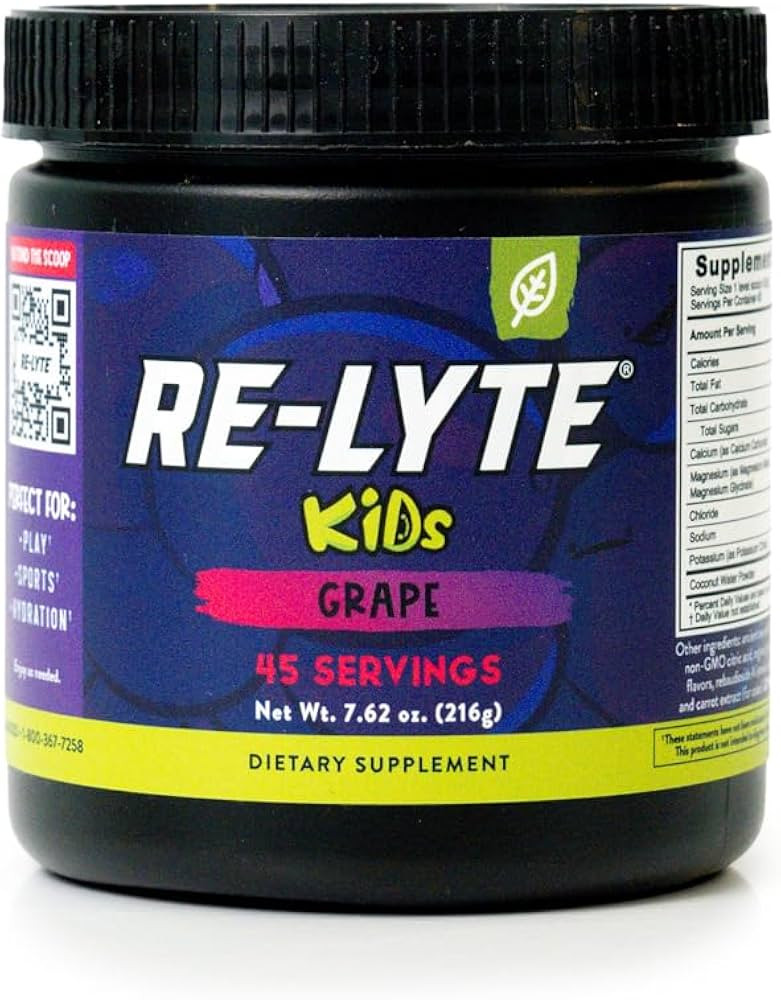 REDMOND Re-Lyte Kids Hydration Electrolyte Mix Powder, Grape 7.62 oz | Amazon (US)