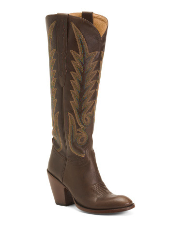 Leather Jasmine Heeled Western Boots For Women | TJ Maxx