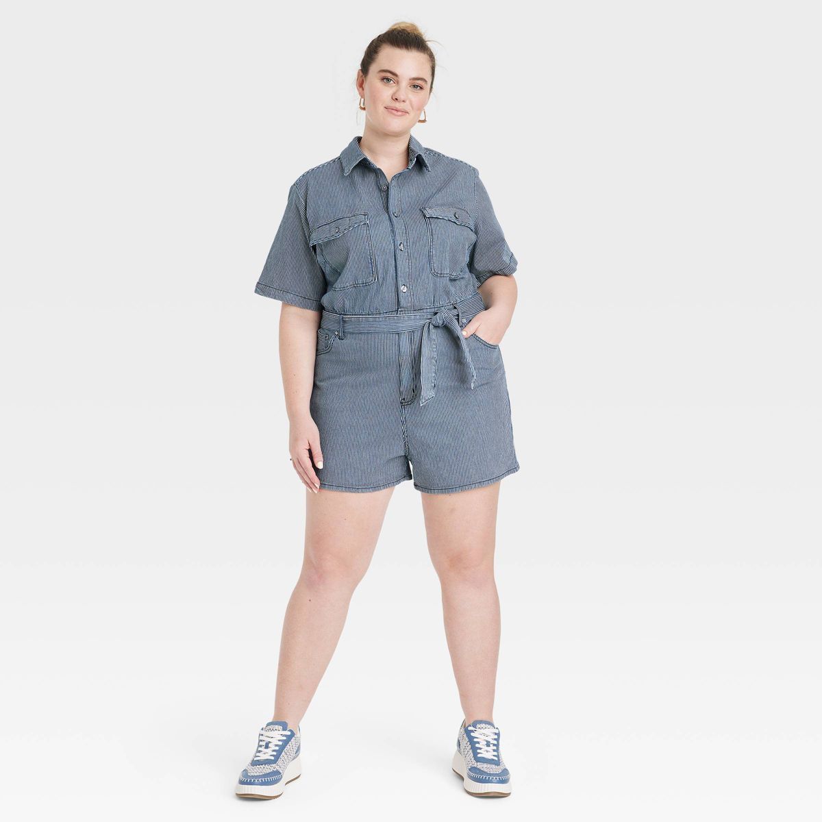 Women's Short Sleeve Denim Jumpsuit - Universal Thread™ Blue | Target