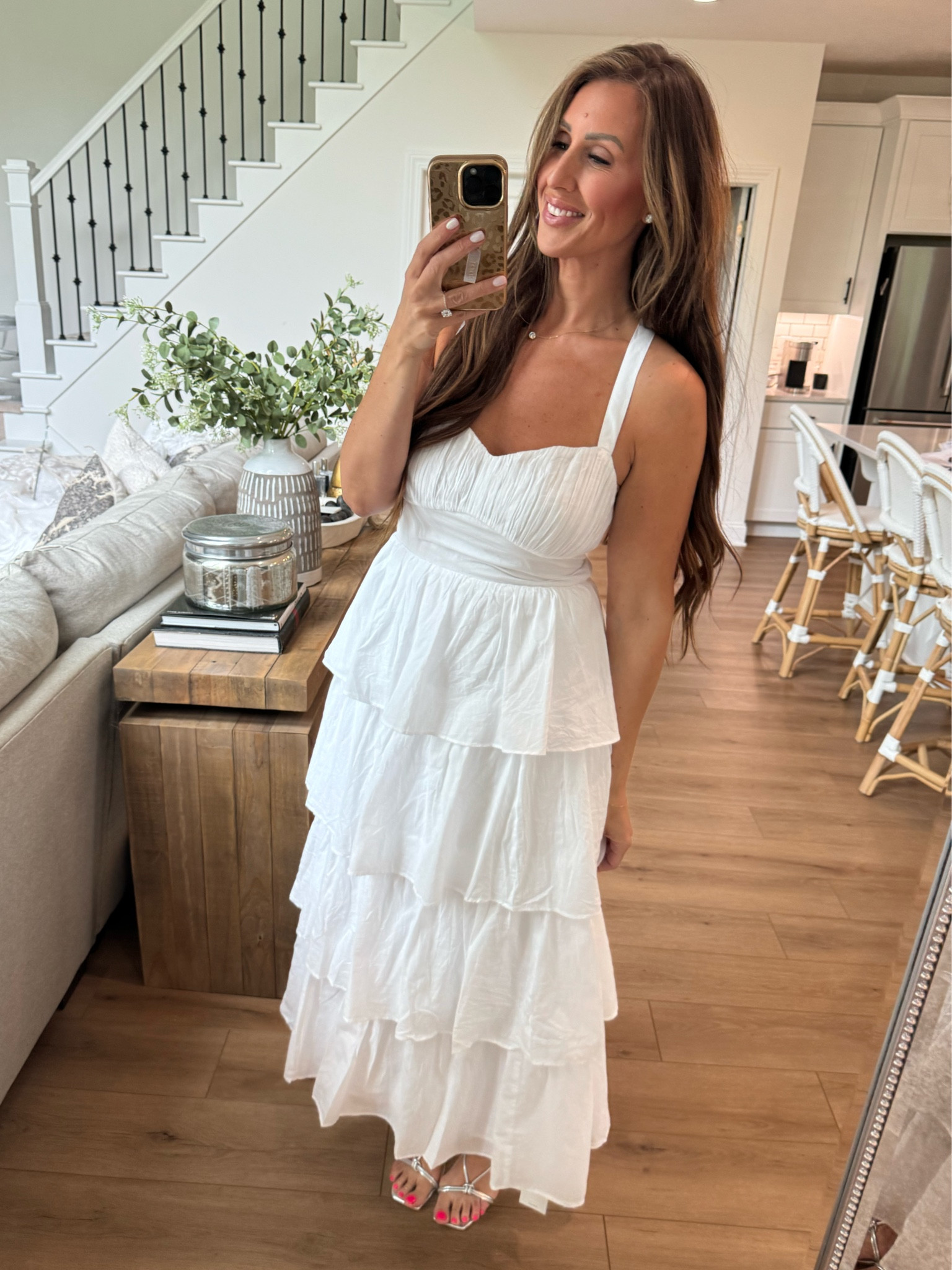 Bridesmaid proposal brunch outfit option wearing size medium love this midi ruffle dress

#LTKmidsize #LTKwedding #LTKover40