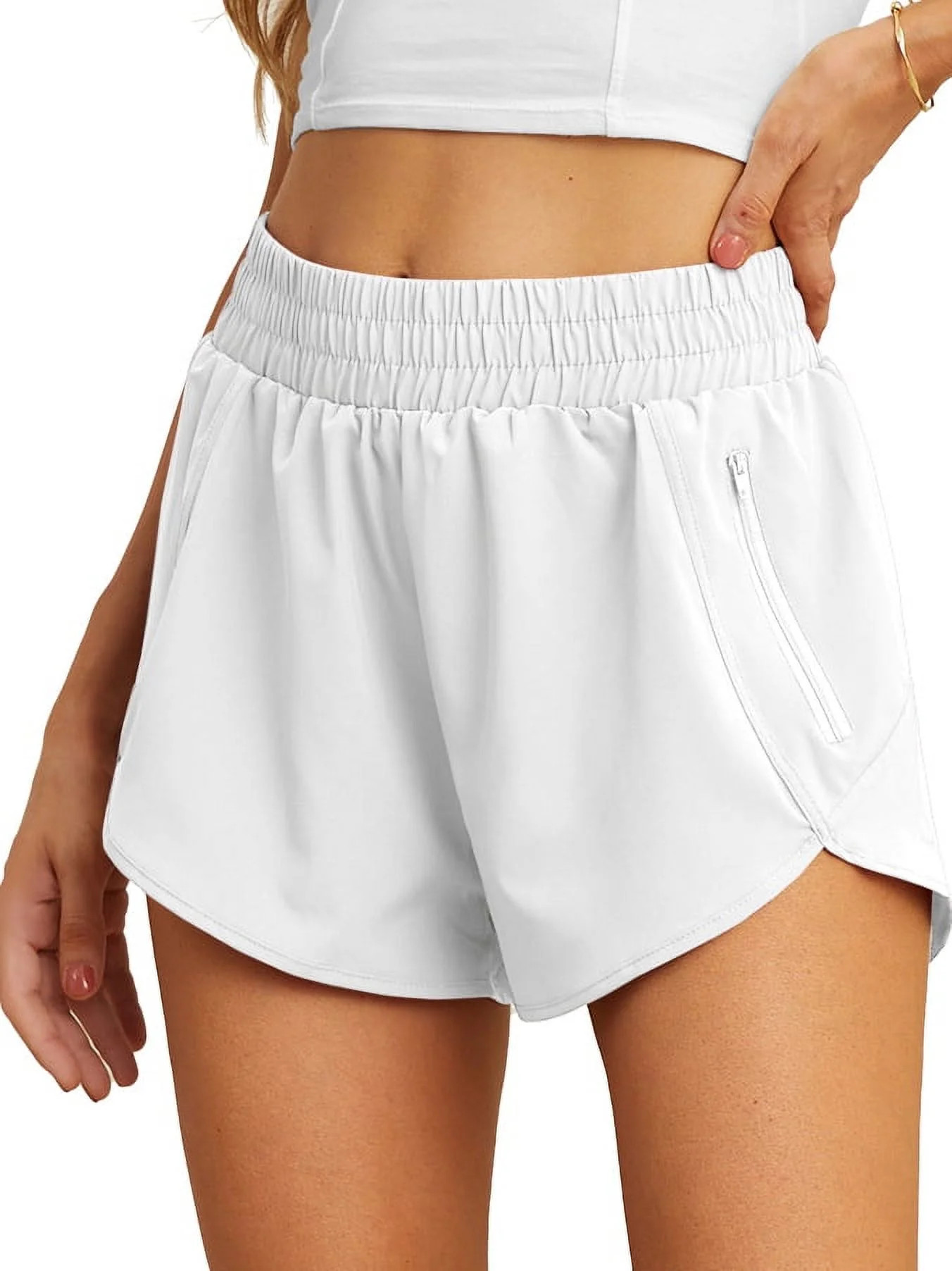 Cueply Women's Running Shorts High Waisted Athletic Gym Workout Shorts with Liner Zipper Pockets | Walmart (US)