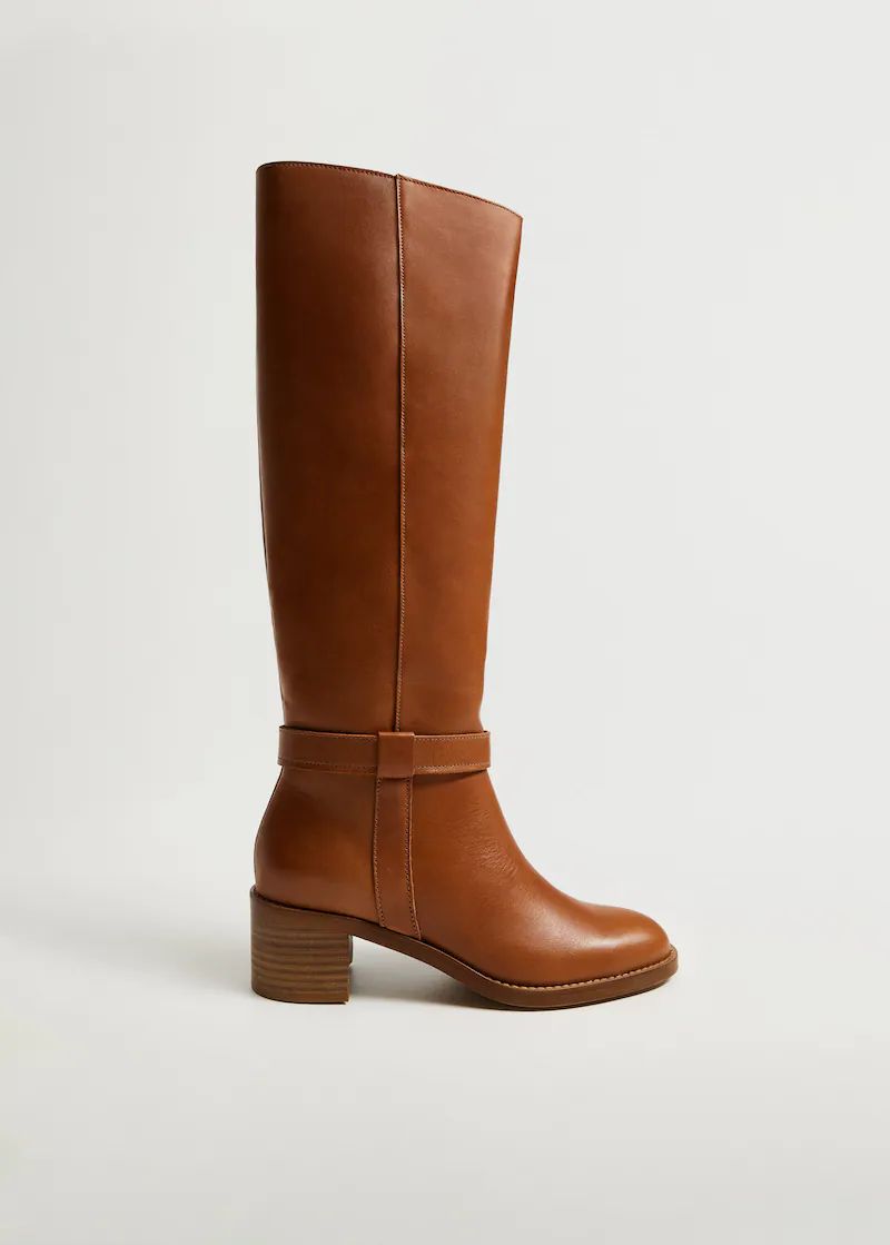 Leather high-leg boots | MANGO (UK)