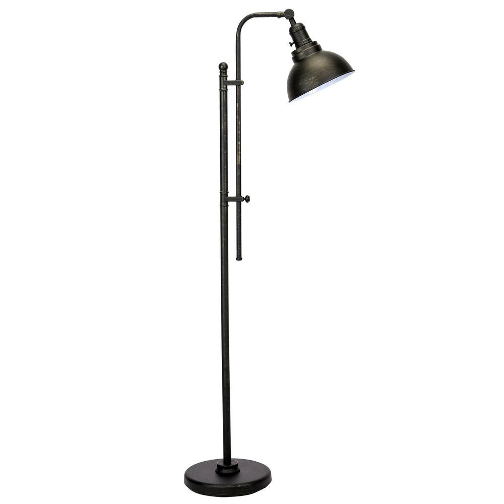 Merra 65 in. Adjustable Aged Bronze Industrial Floor Lamp with Metal Shade | The Home Depot