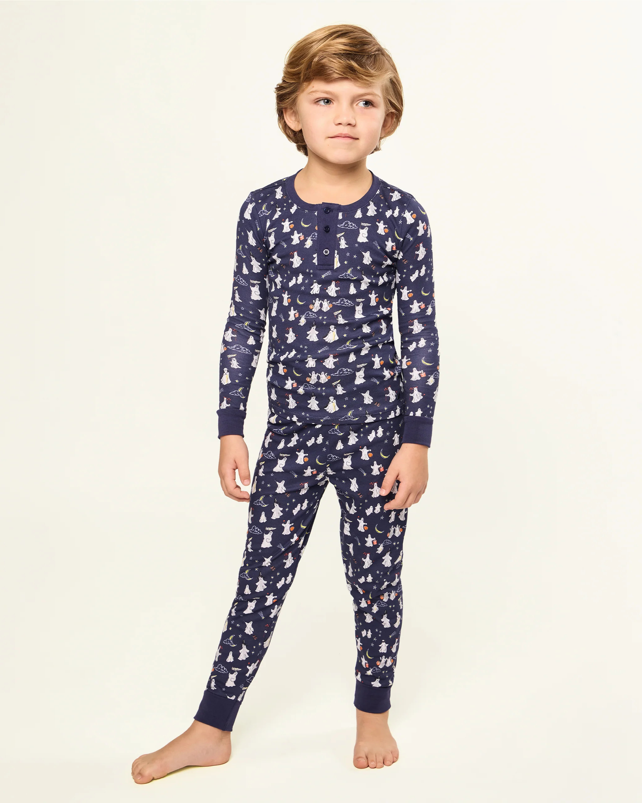 Kid's Pima Snug Fit Pajama Set in Spooky Slumber | Petite Plume