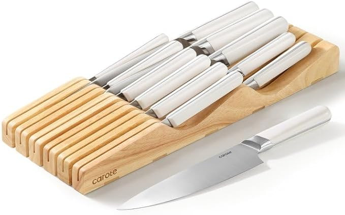 CAROTE 12PCS Knife Set, Stainless Steel Kitchen Knife Set with Drawer Store Kinife Organizer, Cut... | Amazon (US)
