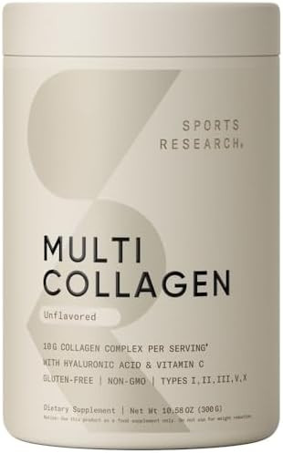 Sports Research Multi Collagen Protein Powder (Type I, II, III, V, X) with Hyaluronic Acid + Vita... | Amazon (US)