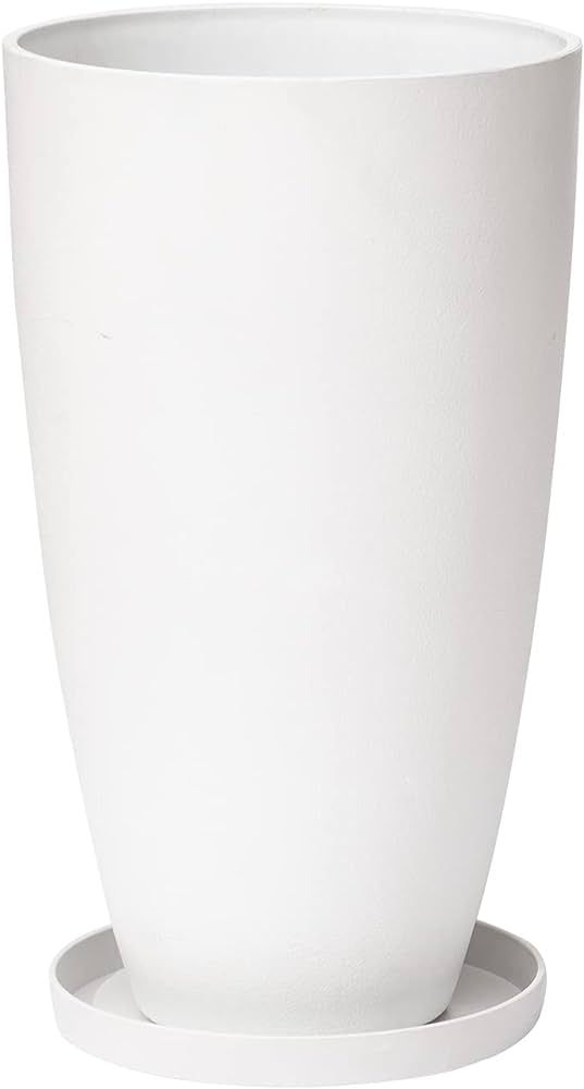 LA Jolie Muse 20 inch Round Tall Planter,Indoor/Outdoor White Planter with Drainage Holes and Tra... | Amazon (US)