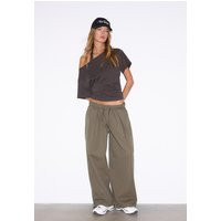 Stradivarius Barrel poplin trousers with stoppers Khaki 12 | Stradivarius (UK)
