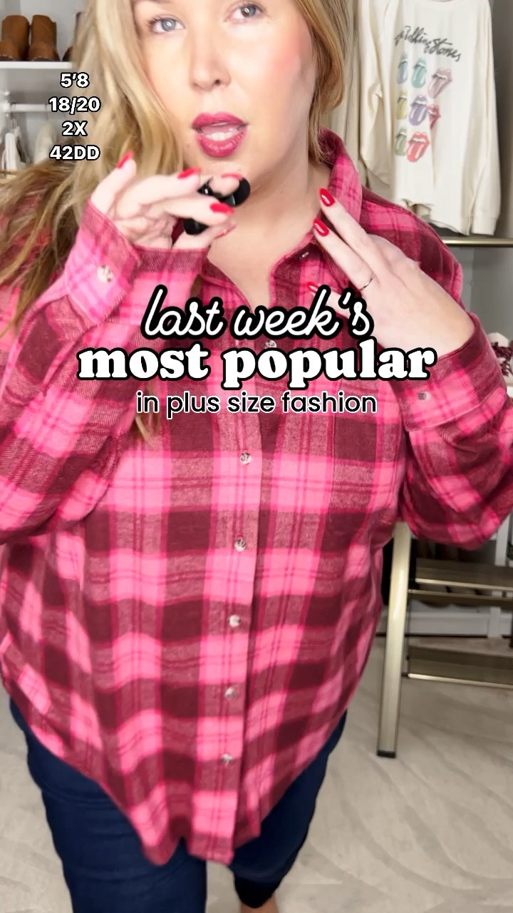 1. 👉This plaid button up is cozy AND stretchy, I have it in grey too and I have been wearing them nonstop! Size up, I am in the 3X for extra room. Pulled on these jeggings that I’m loving, too! Get your regular size in these!
2. 👉These slit hem leggings are similar to the workout ones I shared recently but these are nicer for work! I LOVE THEM. Use code ASHLEYDXSPANX for free shipping and a discount!!
3. 👉This Rolling Stone’s sweatshirt fits SO well, I have the 2x so get your regular size!! I love this black vest as a layer, makes the perfect transitional piece as we ease into Spring. If you want to zip it, you’ll want to size up one. I have the 2X and it doesn’t zip but I’m a fan of wearing it open! 
4. 👉This nightie Is so soft and I love how it fits! Runs true to size, I sized up and it was too big in the chest, although there are adjustable straps! 
5. 👉This boatneck airessentials top is a new fave of mine, I sized up to a 3X for length but I honestly could have been okay in my regular size. Use code ASHLEYDXSPANX for free shipping and a discount!!
6. 👉This Old Navy dress is still a fan fave and it’s still on clearance!! Runs true, I have it in 2X. 
7. 👉I LOVE THIS LACY. BRALETTE. I sized up to 3X. It is perfect.
8. 👉This striped polo is so good, runs true to size and l love the way it hangs. 2X.
9. 👉This reebok top and sweats are SO GOOD. Get your regular size, I shouldn’t have sized up n the pants! 
10. 👉Last but not least, these spanx pull on flares have compression and I love them. Size up! Use code ASHLEYDXSPANX for free shipping and a discount!!

#LTKplussize #LTKmidsize #LTKsalealert