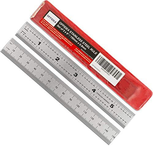 Offidea Machinist Ruler 6 Inch, 2 Pack - Rigid Stainless Steel Ruler with Inch/Metric Graduations... | Amazon (US)