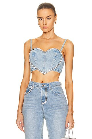 Crystal Trim Heart Top | FWRD 