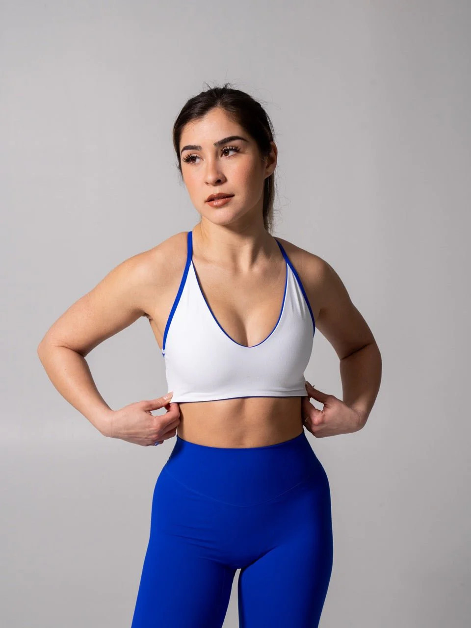 Girlfriend Reversible Sports Bra - Rio Blue and White | Buffbunny Collection