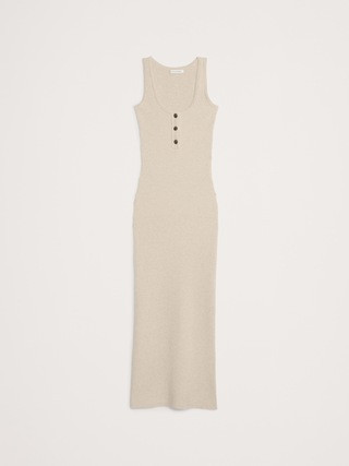 Merino-Cotton Henley Sweater Maxi Dress | Banana Republic (US)