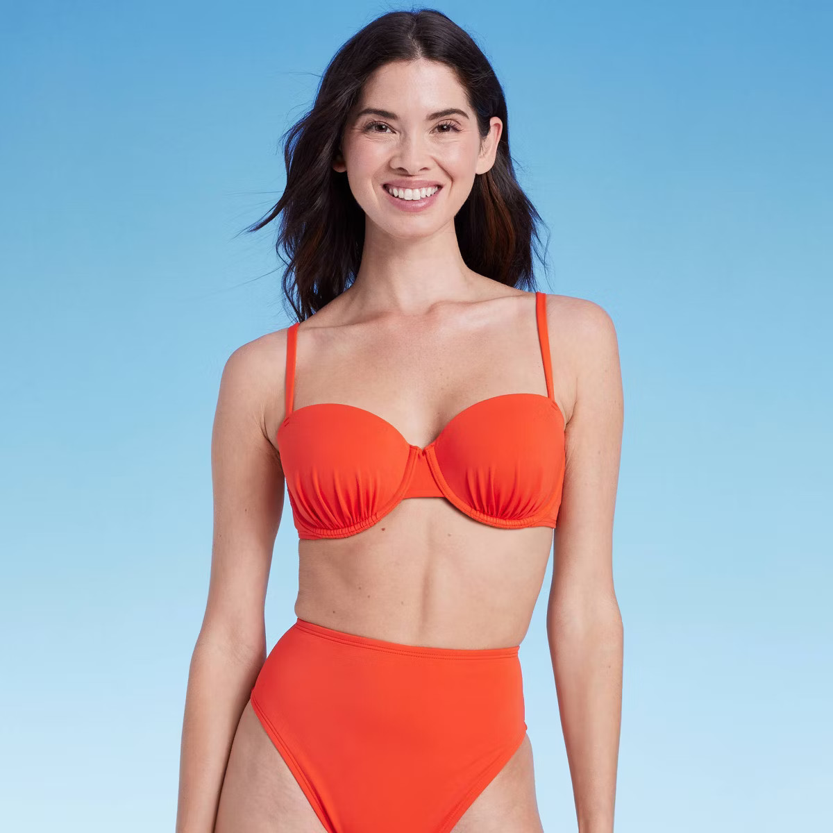 Women's Lightly Lined Bandeau Bikini Top - Shade & Shore™ Red | Target
