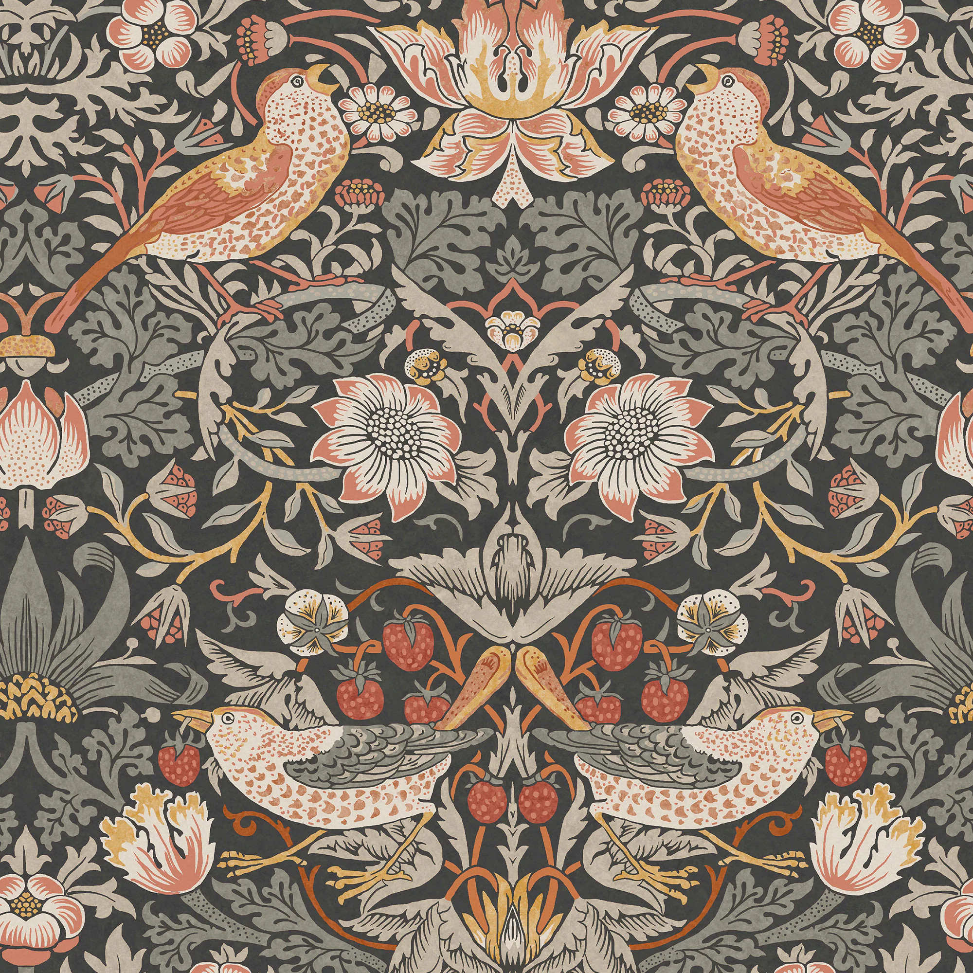 William Morris at Home 56-sq ft Charcoal Non-woven Floral Unpasted Wallpaper in Gray | 124230 | Lowe's