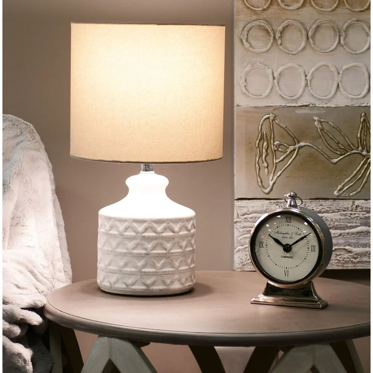 Better Homes & Gardens Diamond Weave Ceramic Table Lamp, Distressed White - Walmart.com | Walmart (US)