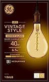 GE Vintage Style LED Light Bulb, Warm Candle Light, Amber Glass, Medium Base, PS52 Light Bulb, 6.... | Amazon (US)