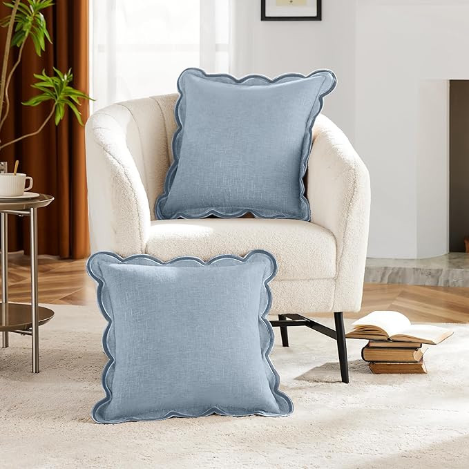 Ohocut Scalloped Pillow Cover Pack of 2 Spring Chenille Decorative Throw Pillow Covers Cute Boho ... | Amazon (US)