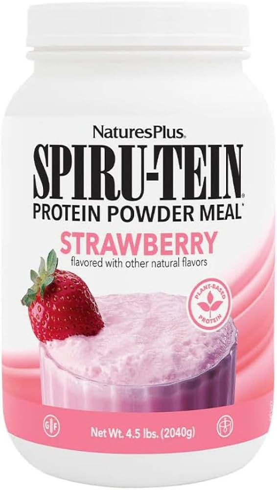 Natures Plus SPIRU-TEIN, Strawberry - 4.5 lbs - Plant-Based Protein Shake - Non-GMO, Vegetarian, ... | Amazon (US)