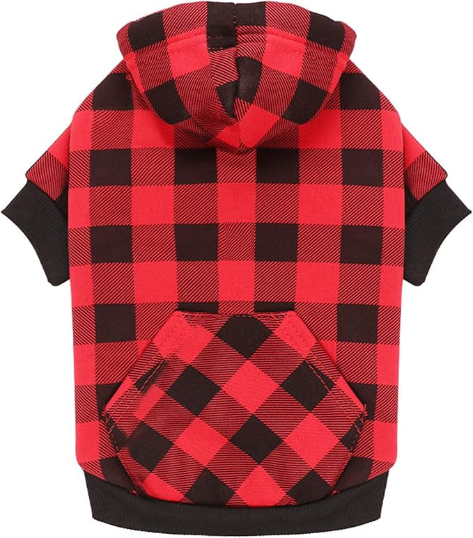 Dog Hoodie Sweater Red Buffalo Plaid Pet Clothes Warm and Soft Breathable Cozy Large Pet Sweater ... | Amazon (US)