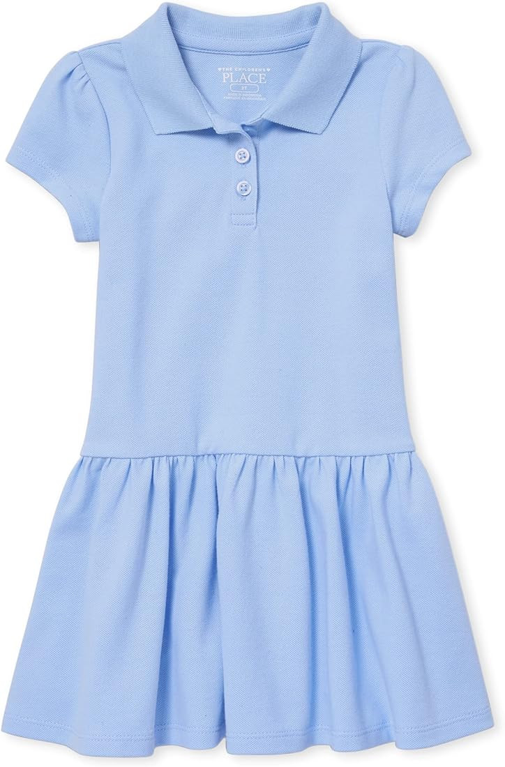 The Children's Place Baby Girls and Toddler Short Sleeve Pique Polo Dress | Amazon (US)