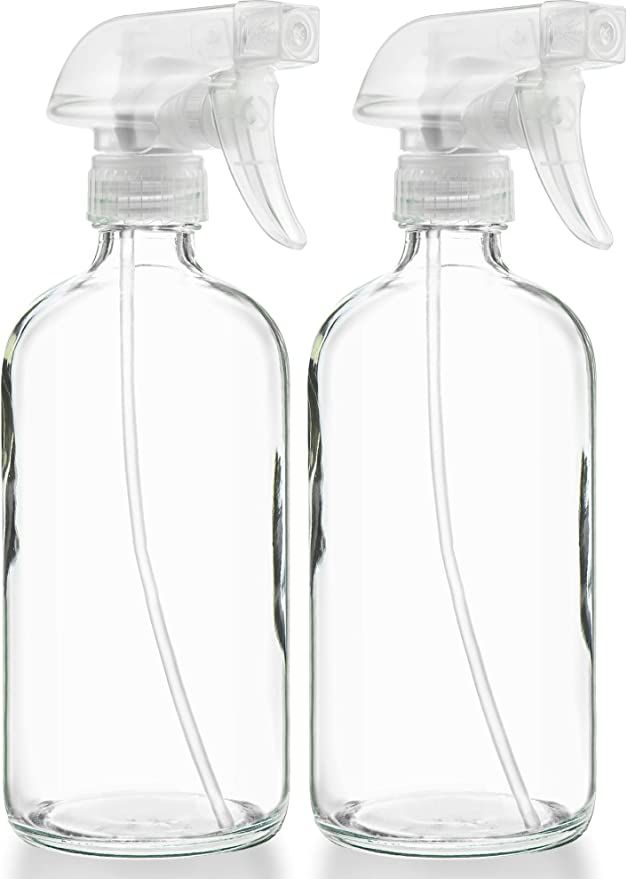 Amazon.com: Empty Clear Glass Spray Bottles - Refillable 16 oz Containers for Essential Oils, Cle... | Amazon (US)