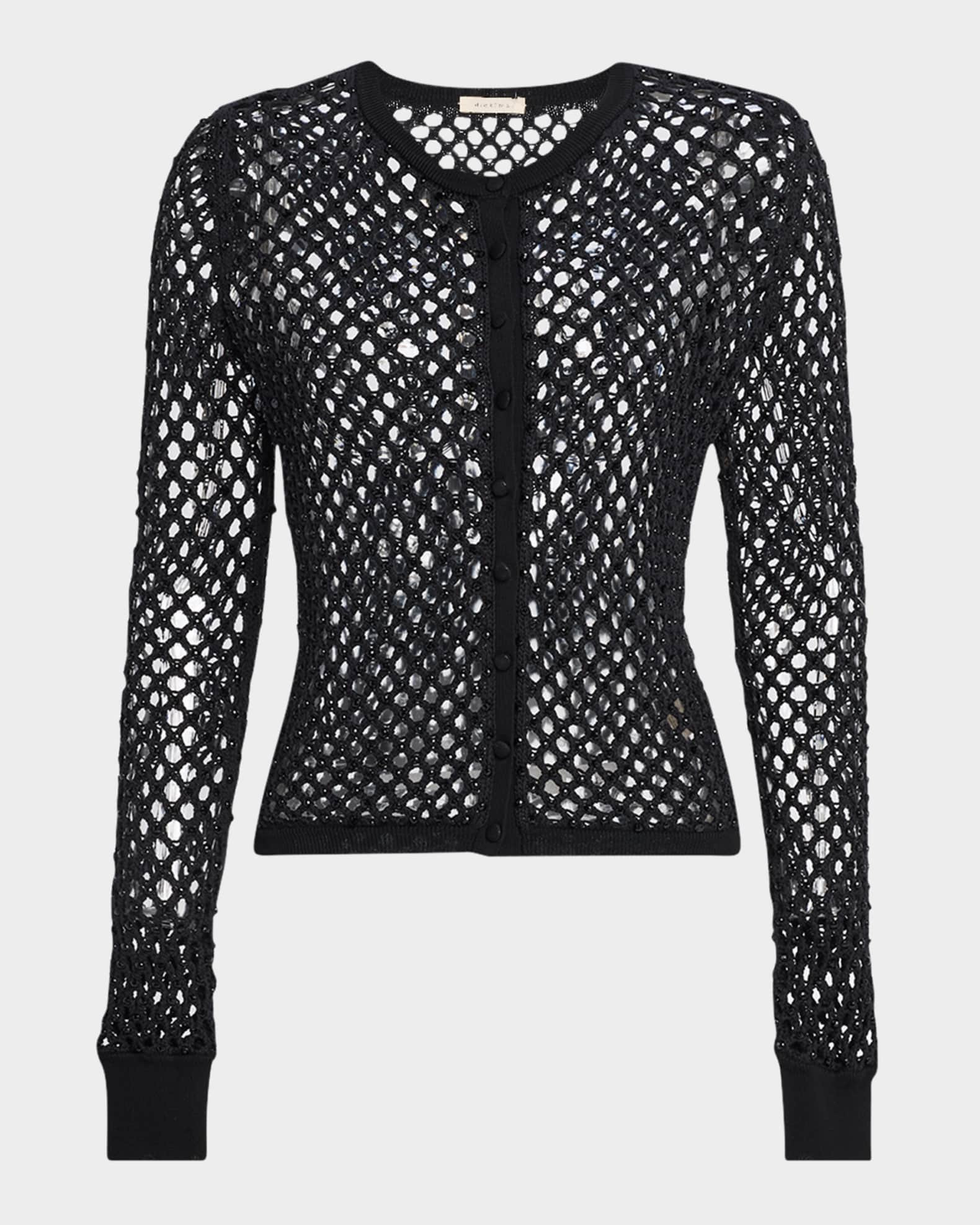 Zora Crystal Crochet-Knit Cardigan | Neiman Marcus