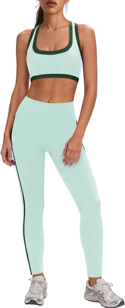 Panadila Womens Striped Layered Workout Set 2 Piece Pilates Outfits | Amazon (US)