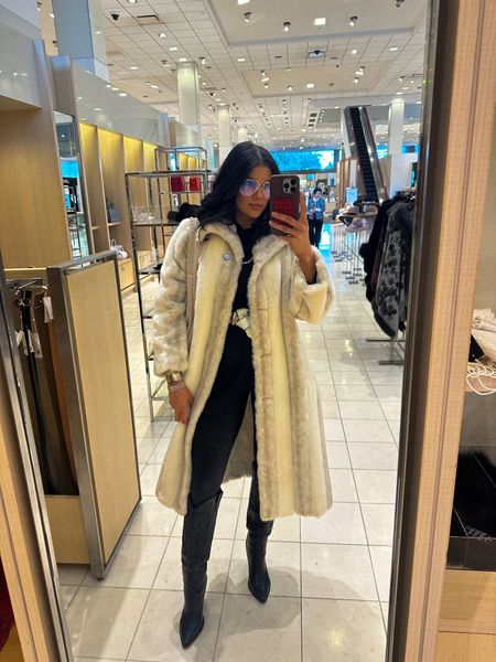 Outfit of the day-
Faux fur coat and jewelry is thrifted so linking similar 
Faux leather leggings size medium (size up)
Boots are SO comfy- TTS
Cuts tshirt TTS
Glasses are amazon
Bag is Anthropologie 
Blazer is H&M- size medium 

#LTKworkwear #LTKstyletip #LTKsalealert