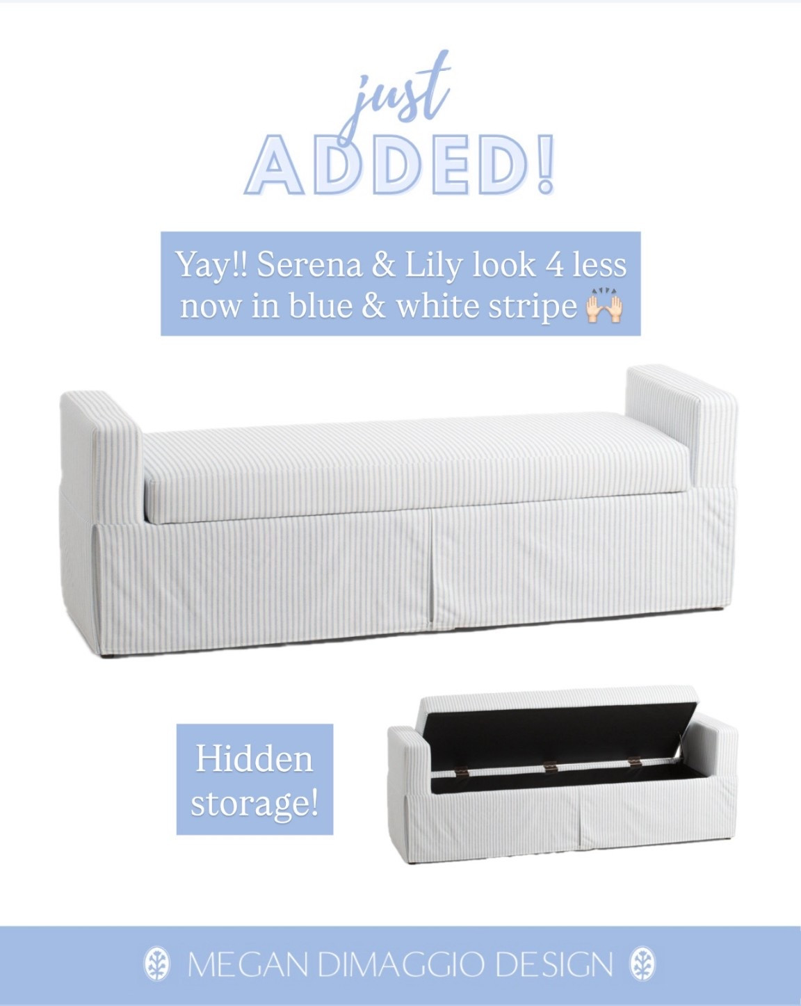 HIGH SELLOUT RISK!! Serena & Lily look for less skirted storage bench now available in blue and white stripes!! 🙌🏻🏃🏼‍♀️🏃🏼‍♀️🏃🏼‍♀️

#LTKHome #LTKSaleAlert